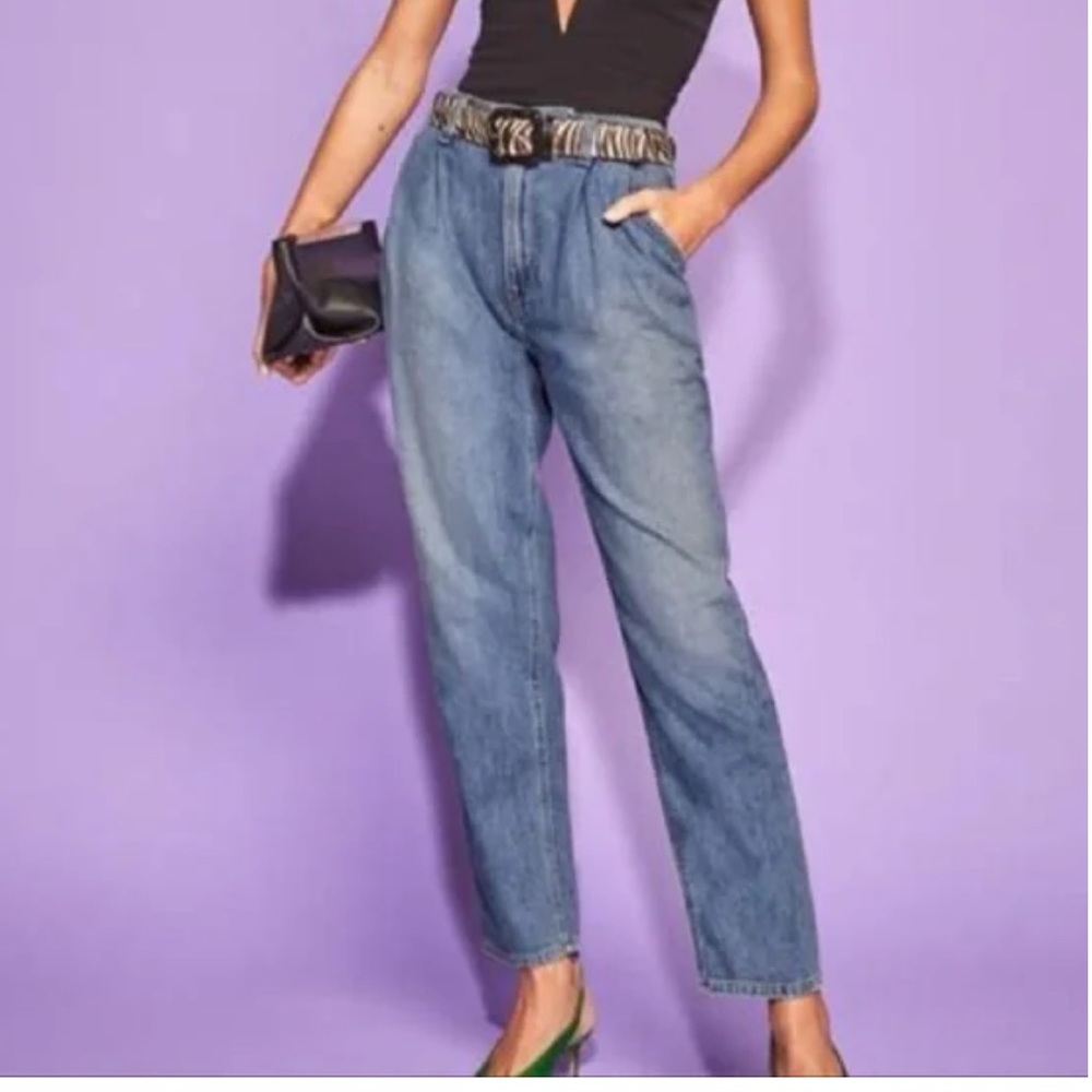 424 Reformation Baldwin Pleated Denim Jeans Size 31